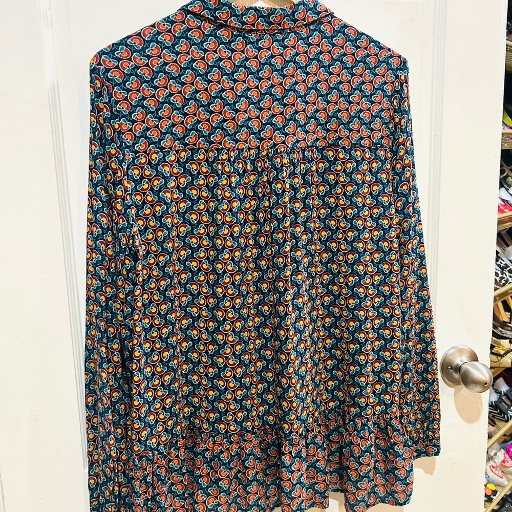 MAEVE Anthropologie Janice Flounced Peasant Blouse Boho Floral Peplum Size 8 - Picture 7 of 10